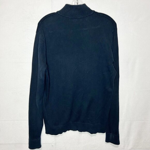 Michael Kors Navy Ribbed Mock Neck Long Sleeve 1/4 Zip Pullover Sweater Sz M - Picture 5 of 5